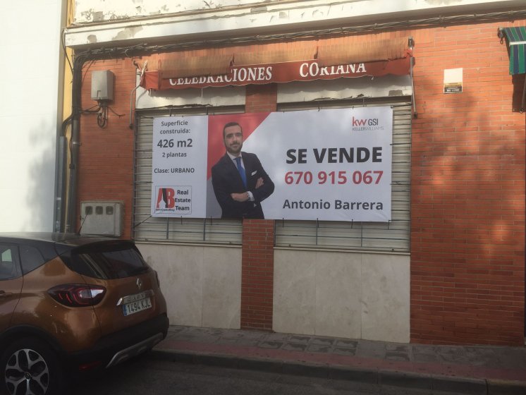 Rótulo en lona en impresión digital para promoción inmobiliaria en Dos Hermanas Sevilla.