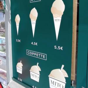 Rotulación de fachada. Mito helado italiano en Sevilla.