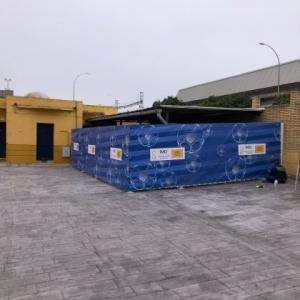 Lonas para cubrir vallas. Trabajos para Falusa en Sevilla.