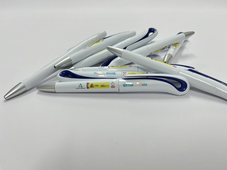 Bol&iacute;grafo grabados en impresi&oacute;n digital directa. Para EMA RTV en Sevilla.