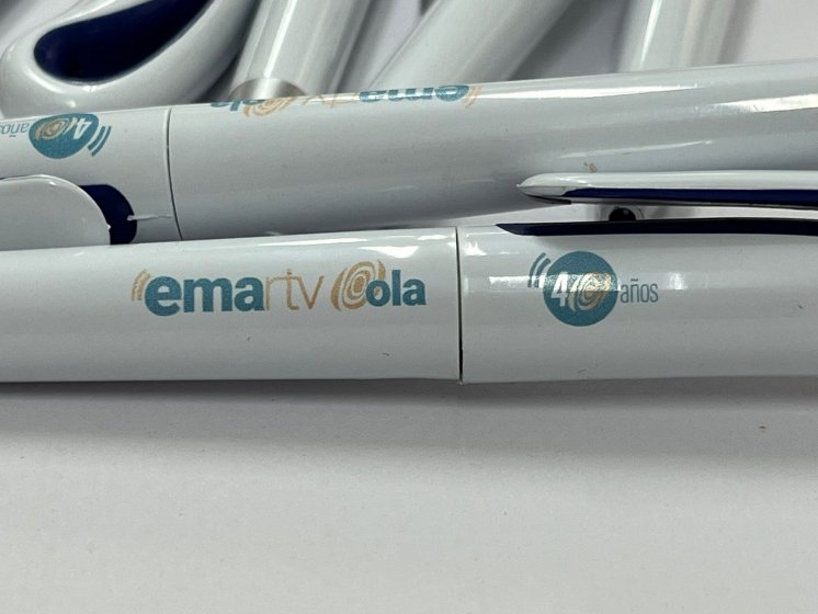 Bol&iacute;grafo grabados en impresi&oacute;n digital directa. Para EMA RTV en Sevilla.