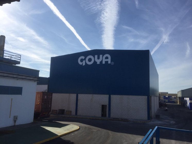 Rotulación de frente en vinilo. Trabajos para Goya España en Sevilla.