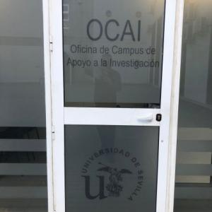 Rotulación de caseta en vinilo ácido para la Universidad de Sevilla.
