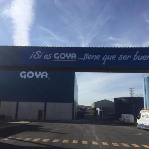 Rotulación de frente en vinilo. Trabajos para Goya España en Sevilla.